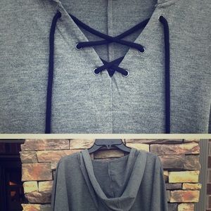Gray Lace Up Hoodie